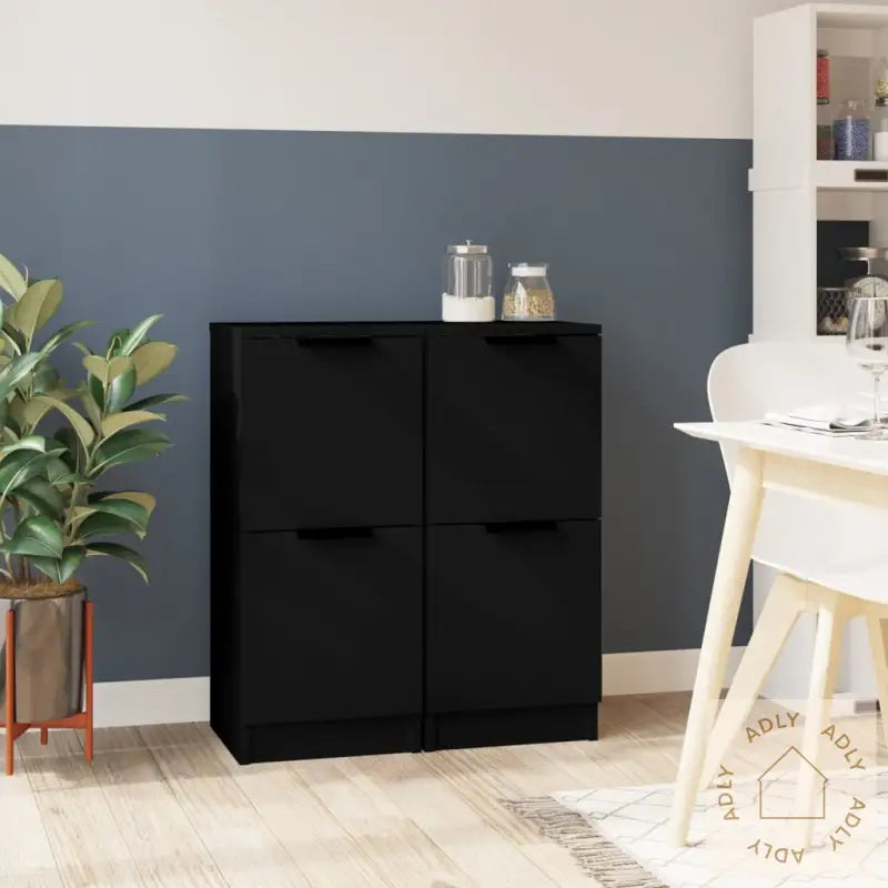 Skjenker 2 Stk Svart 30X30X70 Cm Konstruert Tre