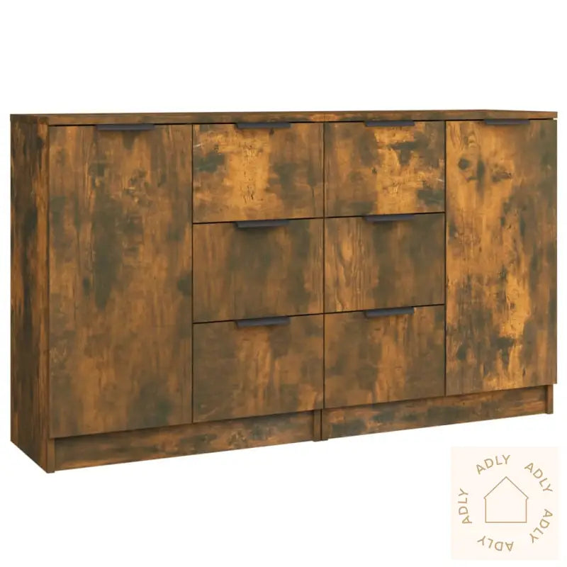 Skjenker 2 Stk Røkt Eik 60X30X70 Cm Konstruert Tre