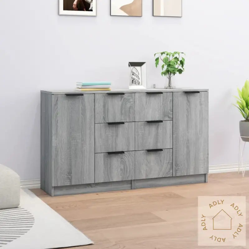 Skjenker 2 Stk Grå Sonoma 60X30X70 Cm Konstruert Tre