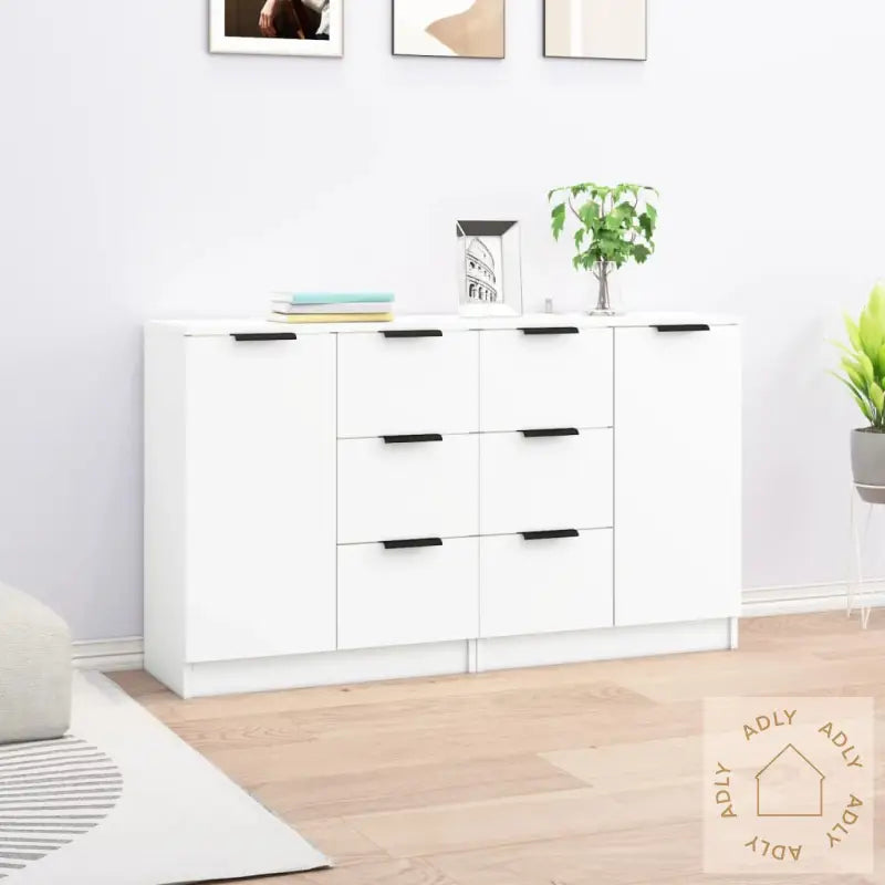 Skjenker 2 Stk Hvit 60X30X70 Cm Konstruert Tre