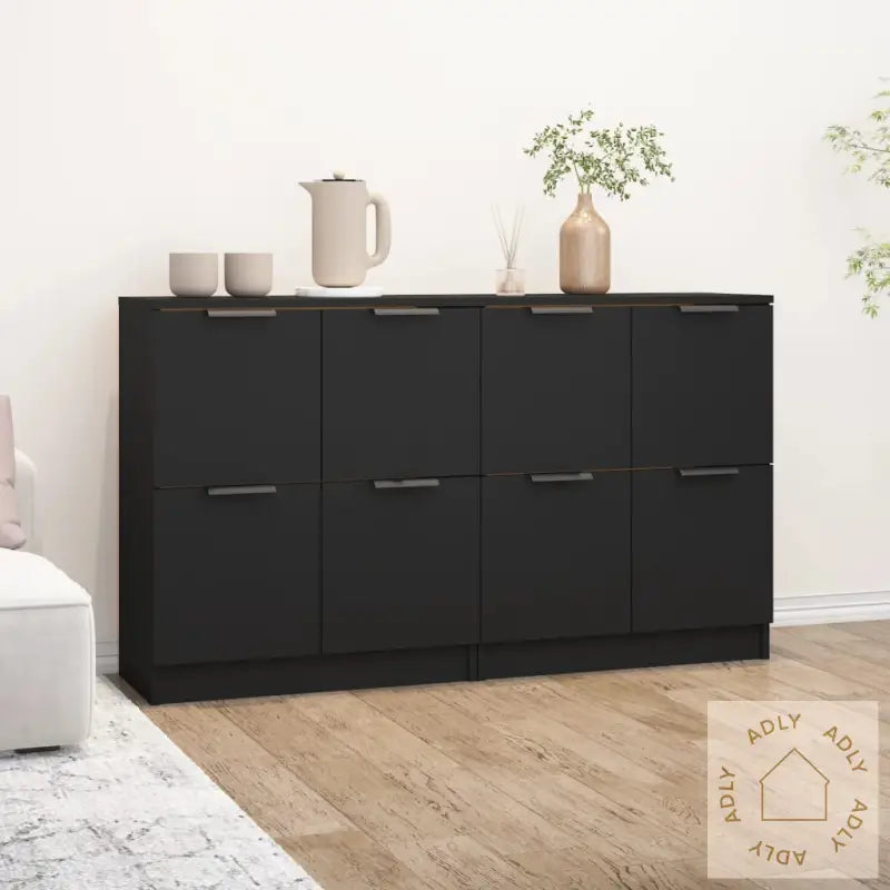 Skjenker 2 Stk Svart 60X30X70 Cm Konstruert Tre