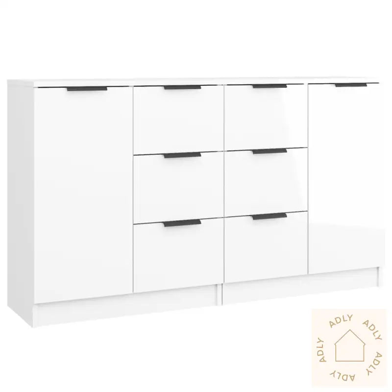 Skjenker 2 Stk Høyglans Hvit 60X30X70 Cm Konstruert Tre