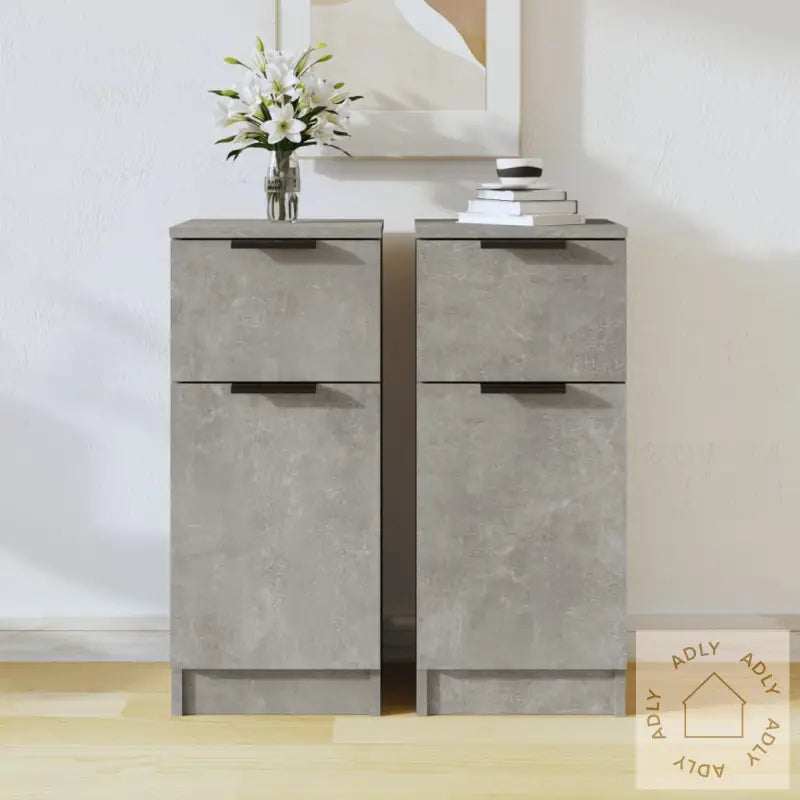 Skjenker 2 Stk Betonggrå 30X30X70 Cm Konstruert Tre