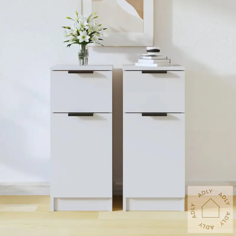Skjenker 2 Stk Hvit 30X30X70 Cm Konstruert Tre