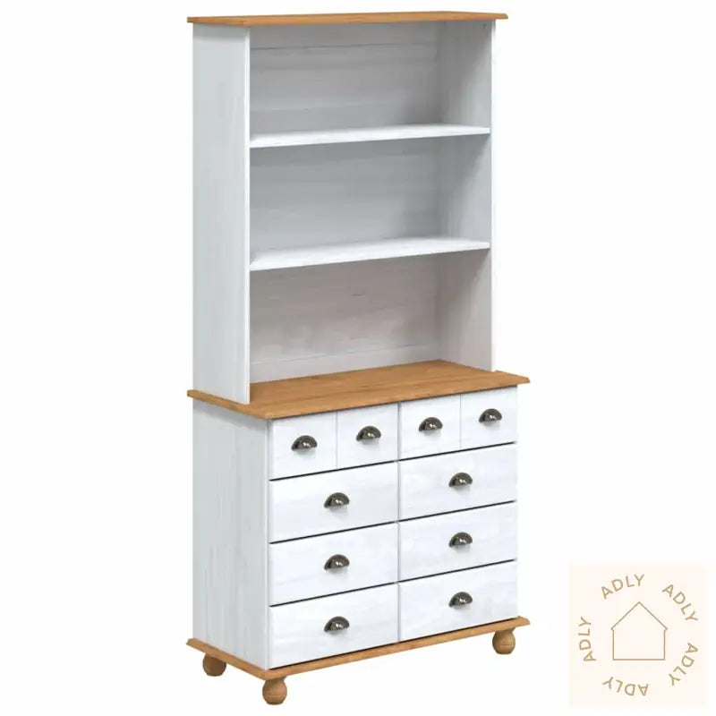 Hutch “Askim” Hvit 91X40X183 Cm Solid Tre Furu