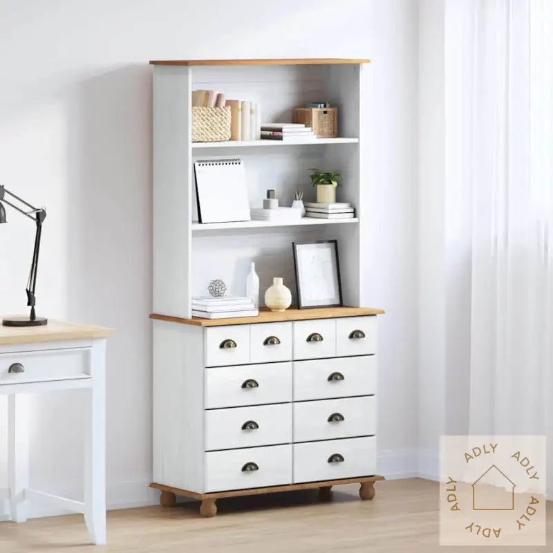 Hutch “Askim” Hvit 91X40X183 Cm Solid Tre Furu