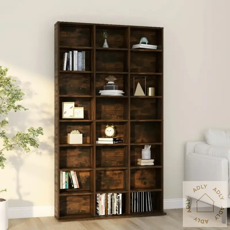 Cd-Skap Røkt Eik 102X23X177,5 Cm Konstruert Tre