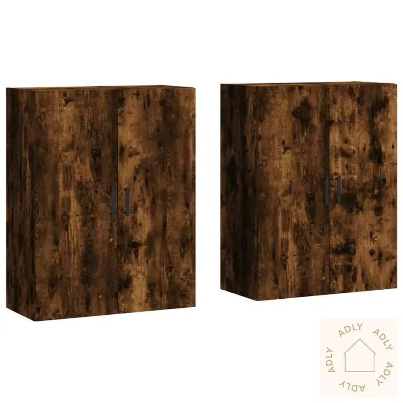 Veggskap 2 Stk Røkt Eik 69,5X34X90 Cm