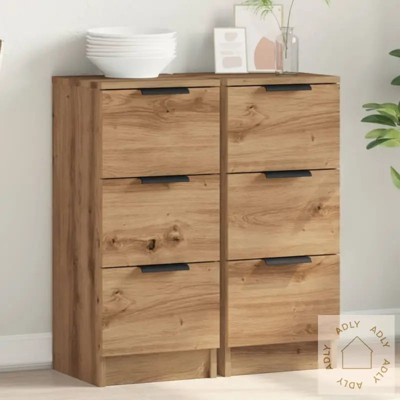 Skjenker 2 Stk Artisan Eik 30X30X70 Cm Konstruert Tre