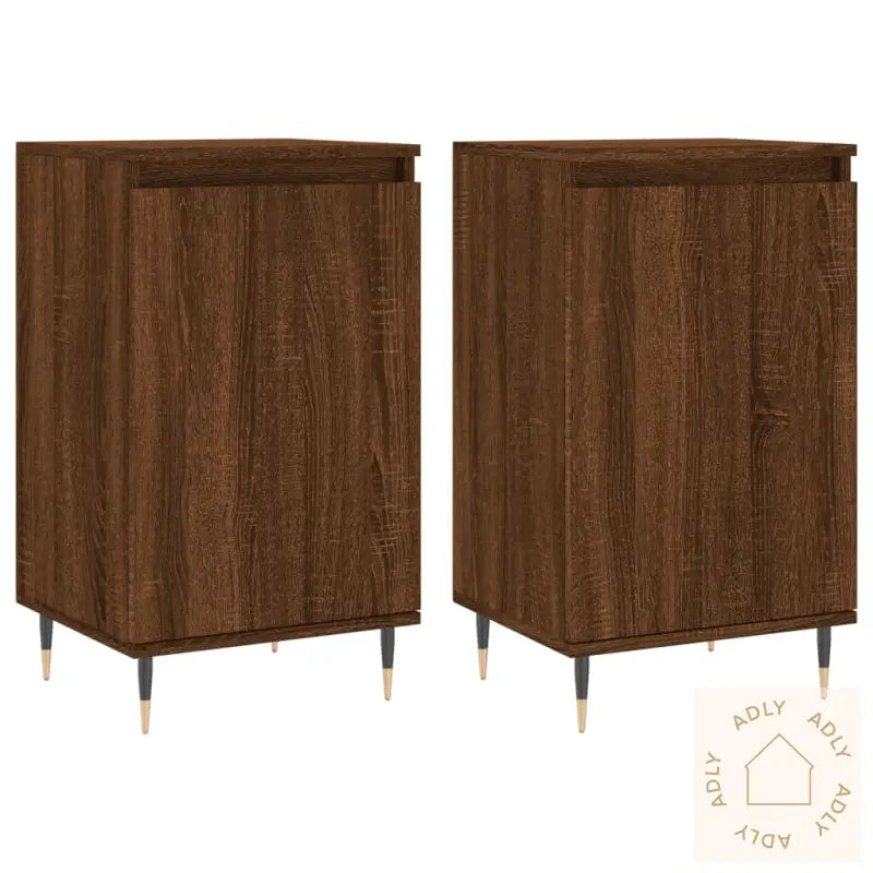 Skjenker 2 Stk Brun Eik 40X35X70 Cm Konstruert Tre