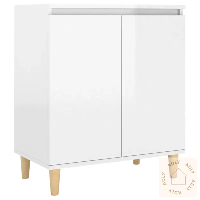 Skjenk Med Ben I Heltre Høyglans Hvit 60X35X70Cm Konstruert Tre