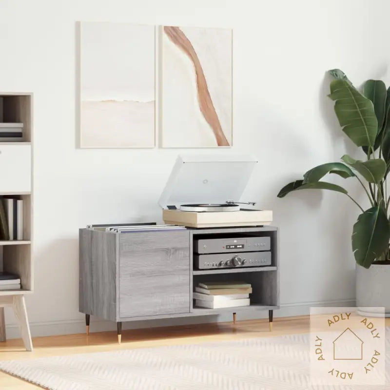 Hifi-Benk Grå Sonoma 85X38X48 Cm Konstruert Tre
