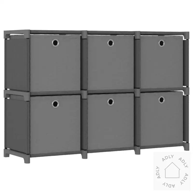 Displayhylle Med 6 Kuber Og Bokser Grå 103X30X72,5 Cm Stoff