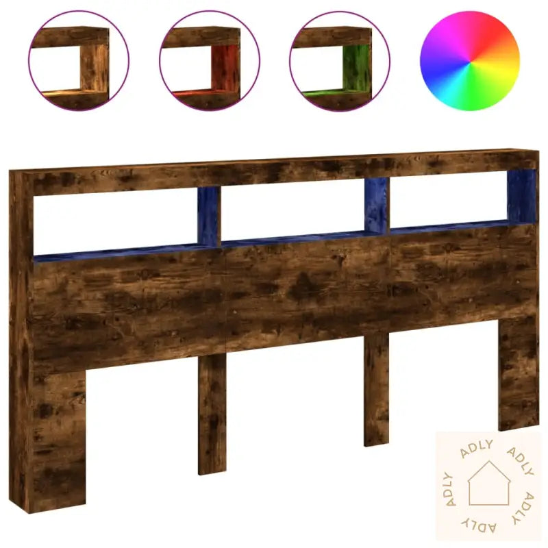 Hodegavl Skap Med Led Røkt Eik 200X17X102 Cm