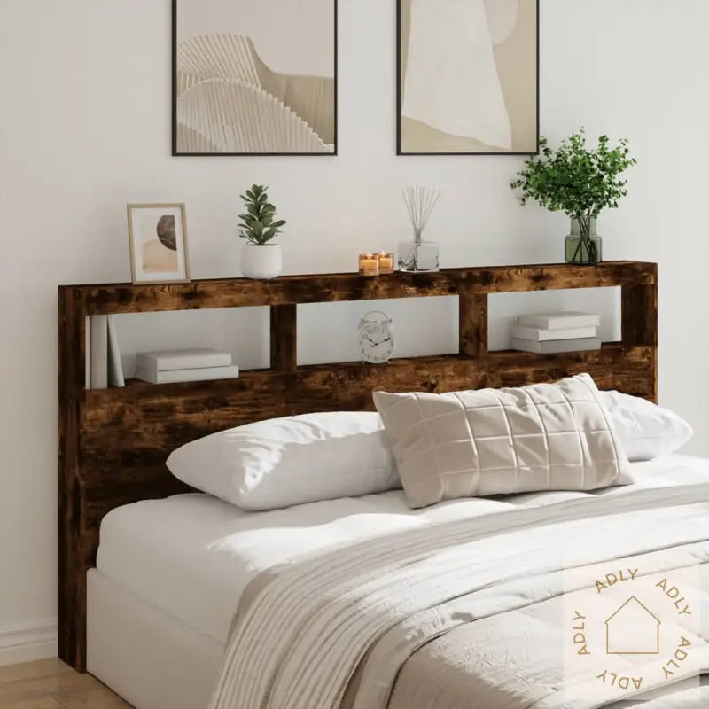 Hodegavl Skap Med Led Røkt Eik 200X17X102 Cm