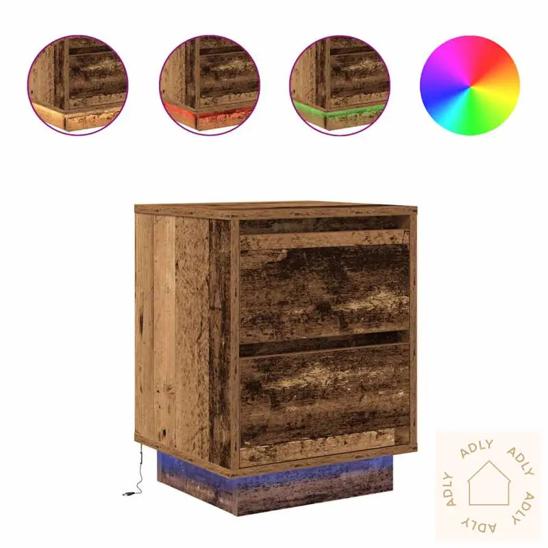 Nattskap Med Led-Lys 2 Stk Gammelt Tre 38X34X50 Cm
