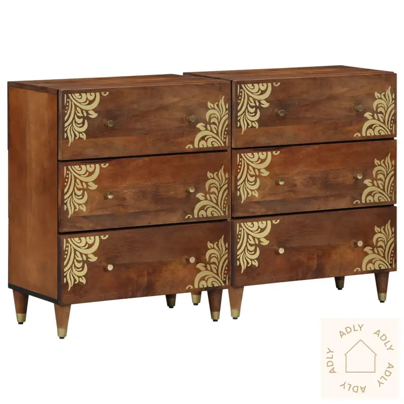 Sideboards 2 Stk Honningbrun 60X33.5X75 Cm Massivt Mango-Tre
