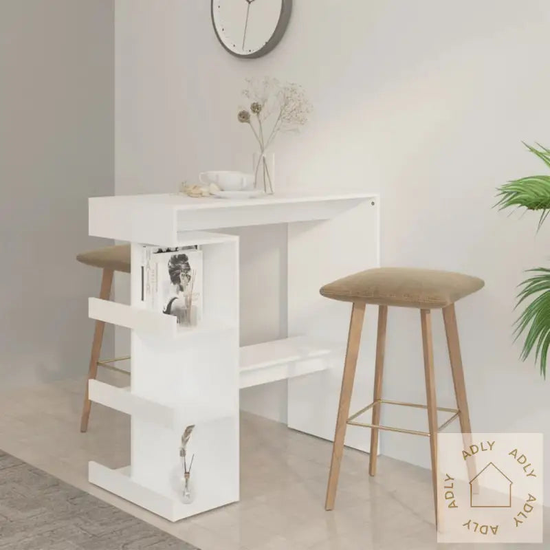 Barbord Med Oppbevaring Hvit 100X50X101,5 Cm Konstruert Tre