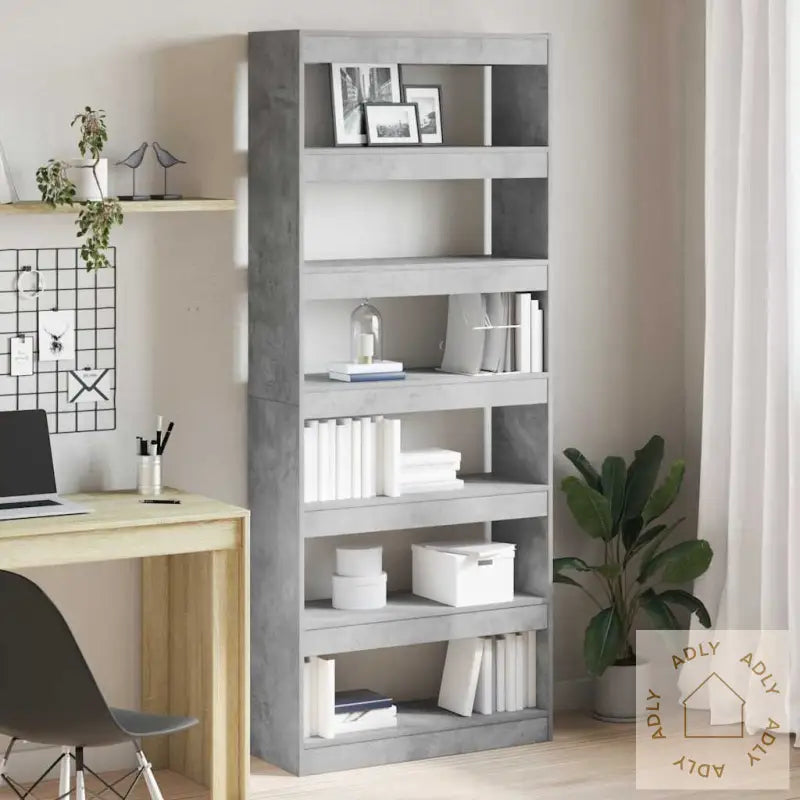 Bokhylle/Romdeler Betonggrå 80X30X198 Cm