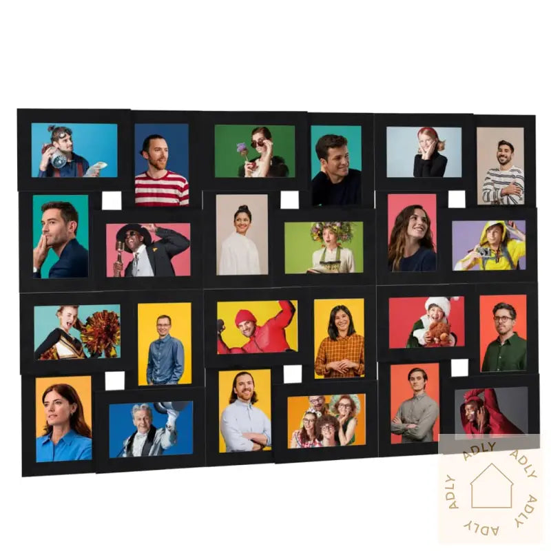 Fotorammekollasj For 24X(13X18 Cm) Bilde Svart Mdf