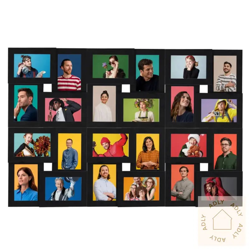 Fotorammekollasj For 24X(10X15 Cm) Bilde Svart Mdf