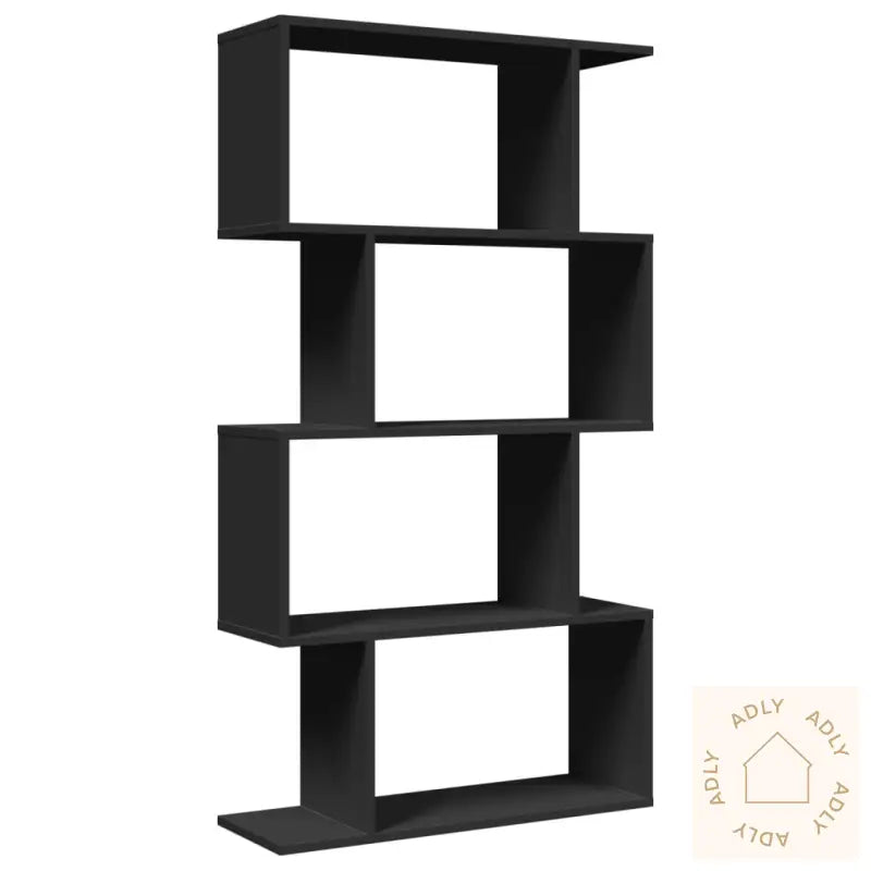 Romdeler Bokhylle 4 Etasjer Svart 70X24X129 Cm Konstruert Tre