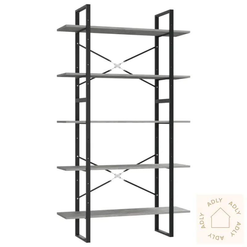 Bokhylle 5 Nivåer Betonggrå 100X30X175 Cm Sponplate