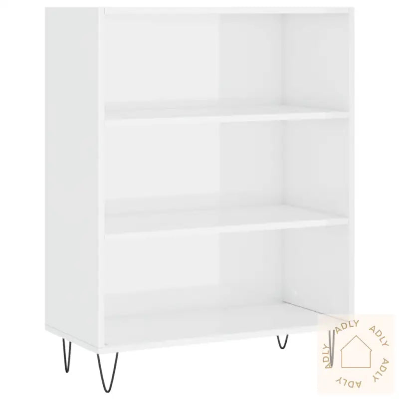 Bokhylle Høyglans Hvit 69,5X32,5X90 Cm Konstruert Tre