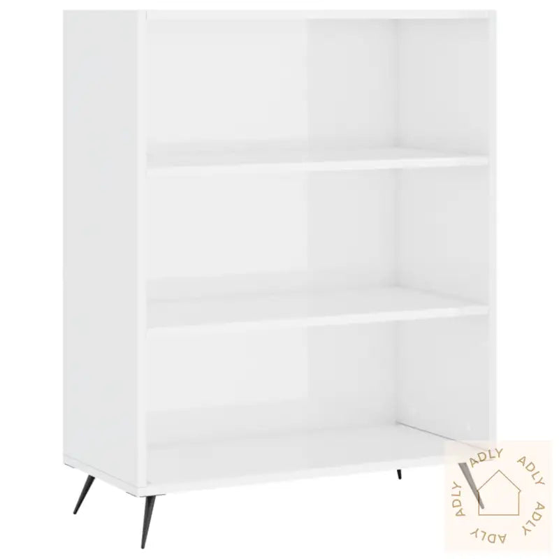 Bokhylle Høyglans Hvit 69,5X32,5X90 Cm Konstruert Tre