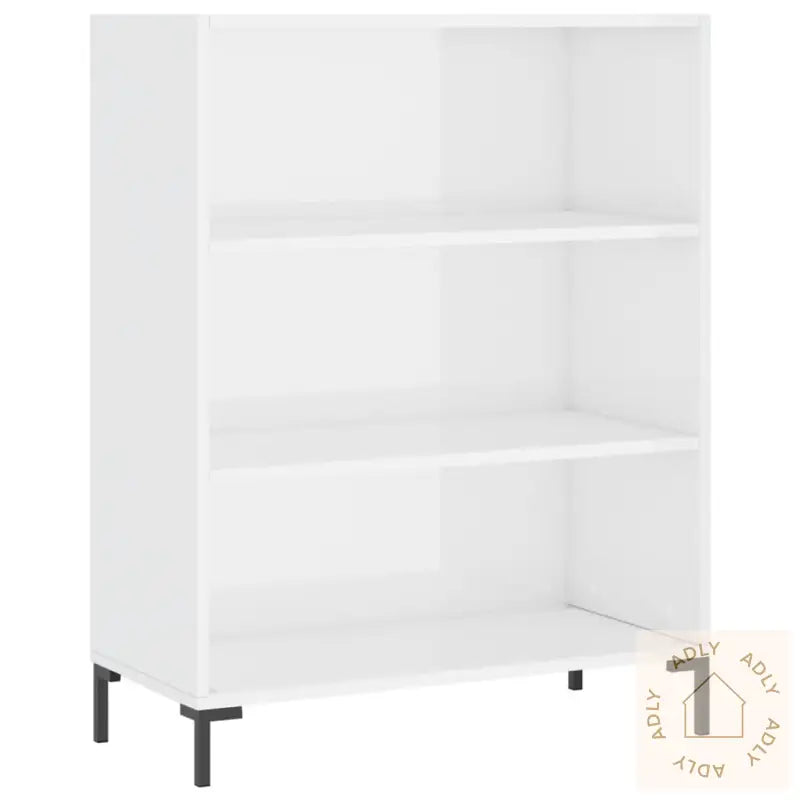 Bokhylle Høyglans Hvit 69,5X32,5X90 Cm Konstruert Tre