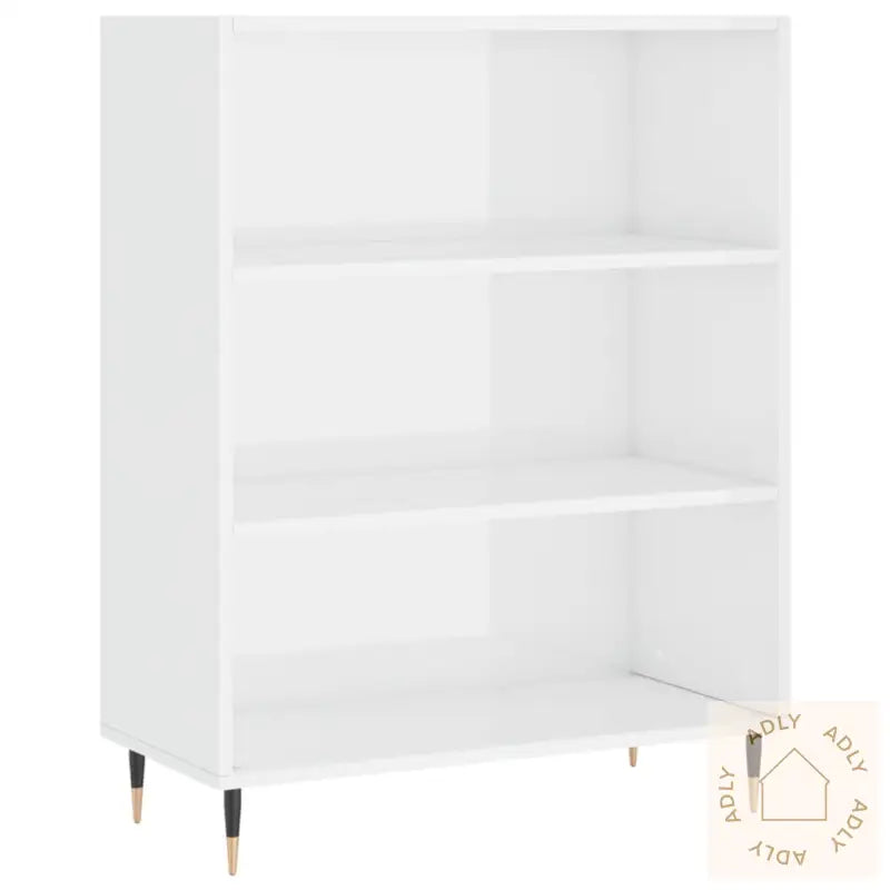 Bokhylle Høyglans Hvit 69,5X32,5X90 Cm Konstruert Tre