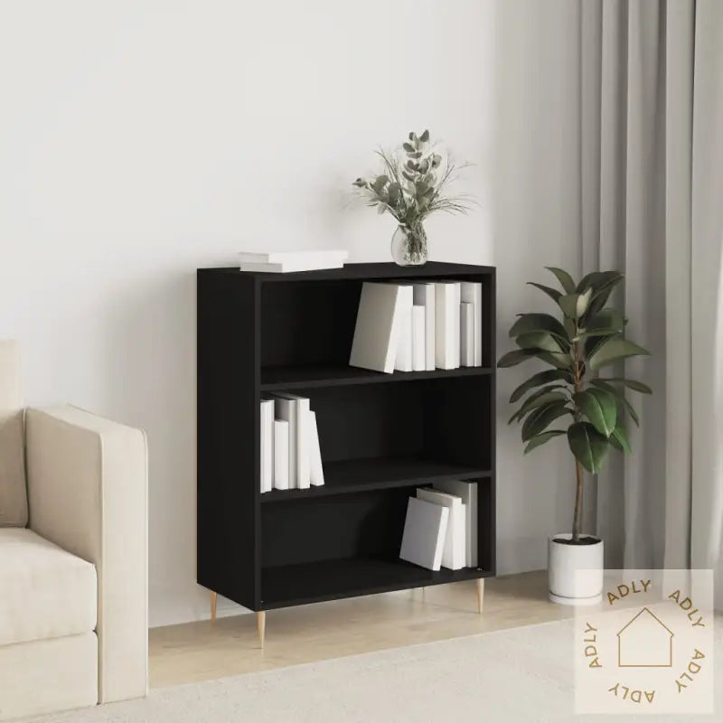 Bokhylle Svart 69,5X32,5X90 Cm Konstruert Tre
