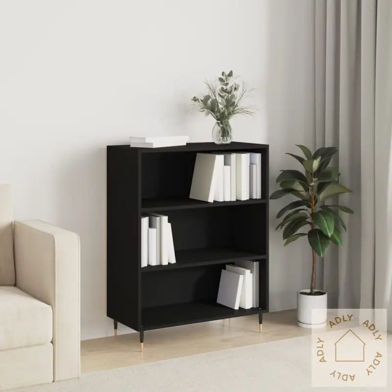 Bokhylle Svart 69,5X32,5X90 Cm Konstruert Tre