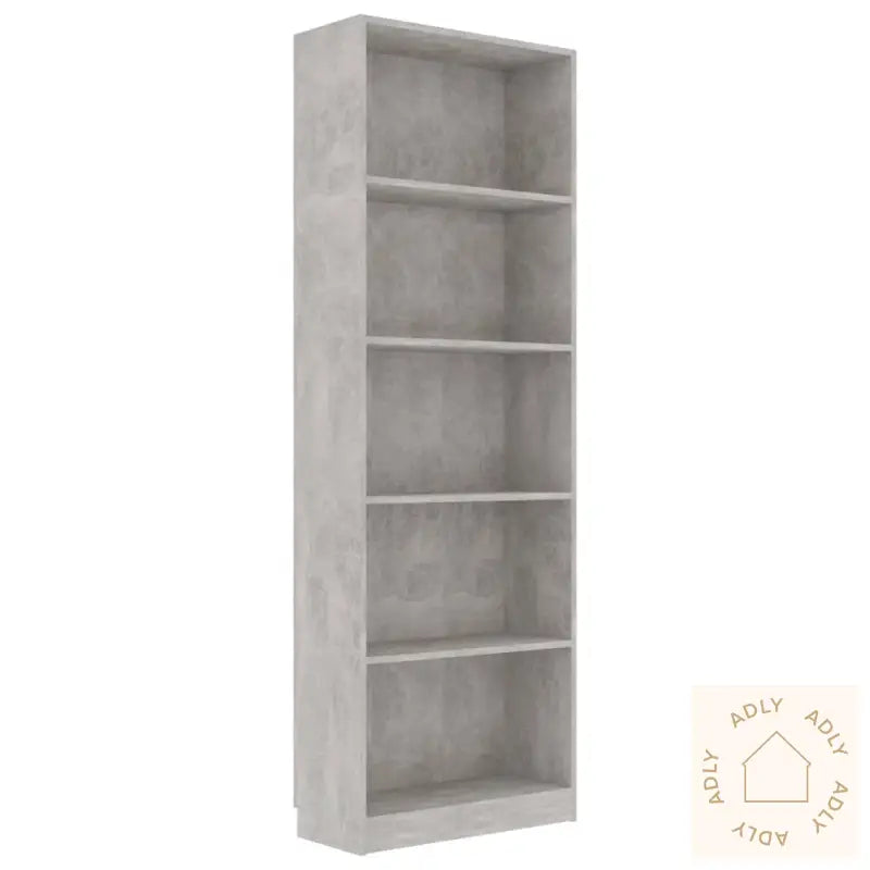 Bokhylle 5 Nivåer Betonggrå 60X24X175 Cm Konstruert Tre