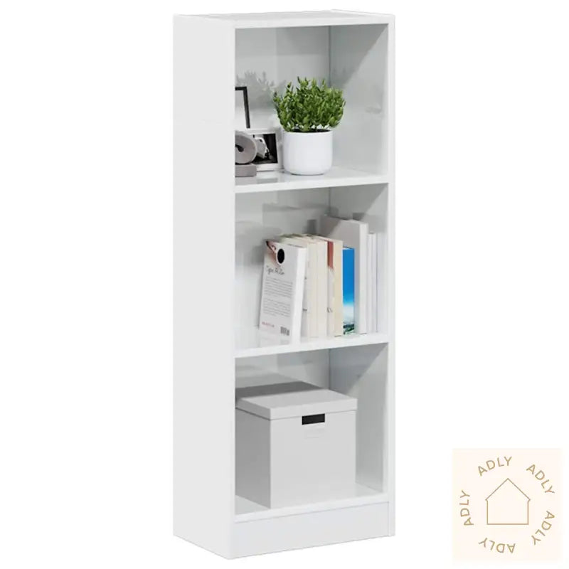 Bokhylle Høyglans Hvit 40X24X109 Cm Konstruert Tre