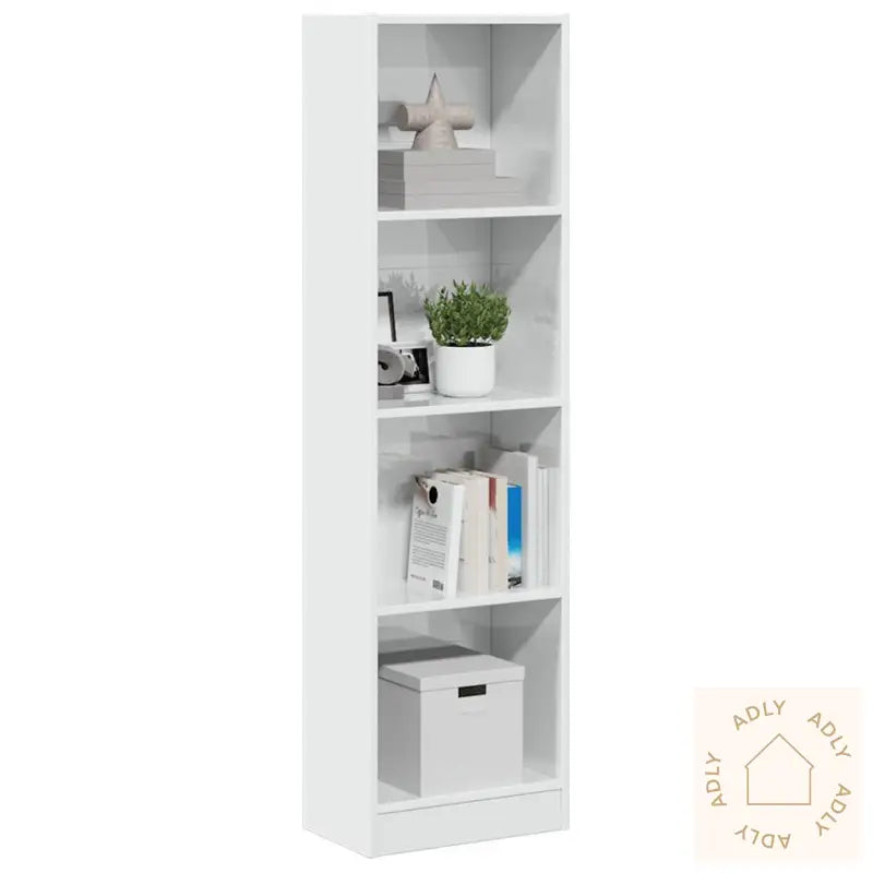 Bokhylle Høyglans Hvit 40X24X143 Cm Konstruert Tre