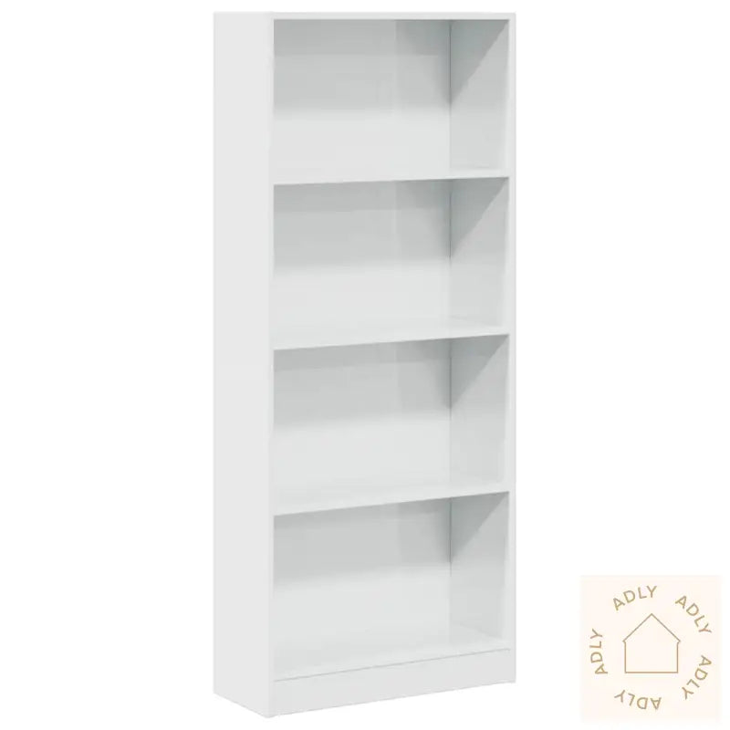 Bokhylle Høyglans Hvit 60X24X143 Cm Konstruert Tre