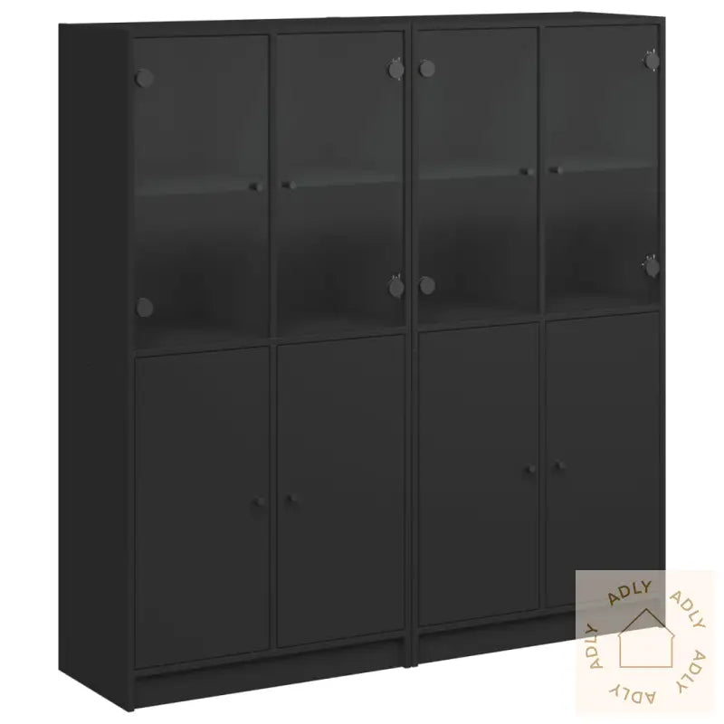 Bokhylle Med Dører Svart 136X37X142 Cm Konstruert Tre