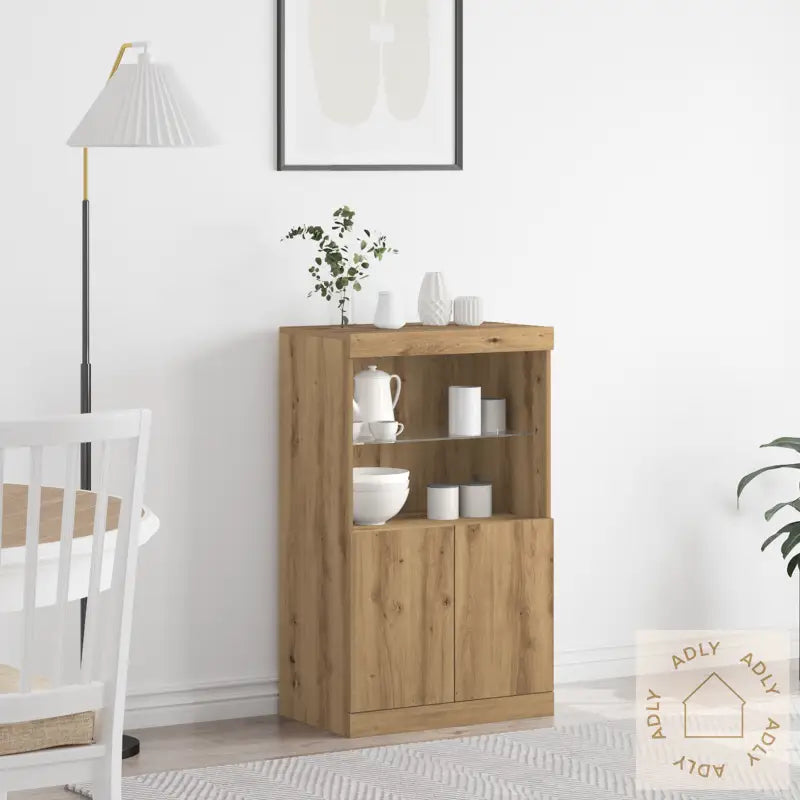 Sideboard Med Led-Lamper I Artisan Eik 60X37X100 Cm