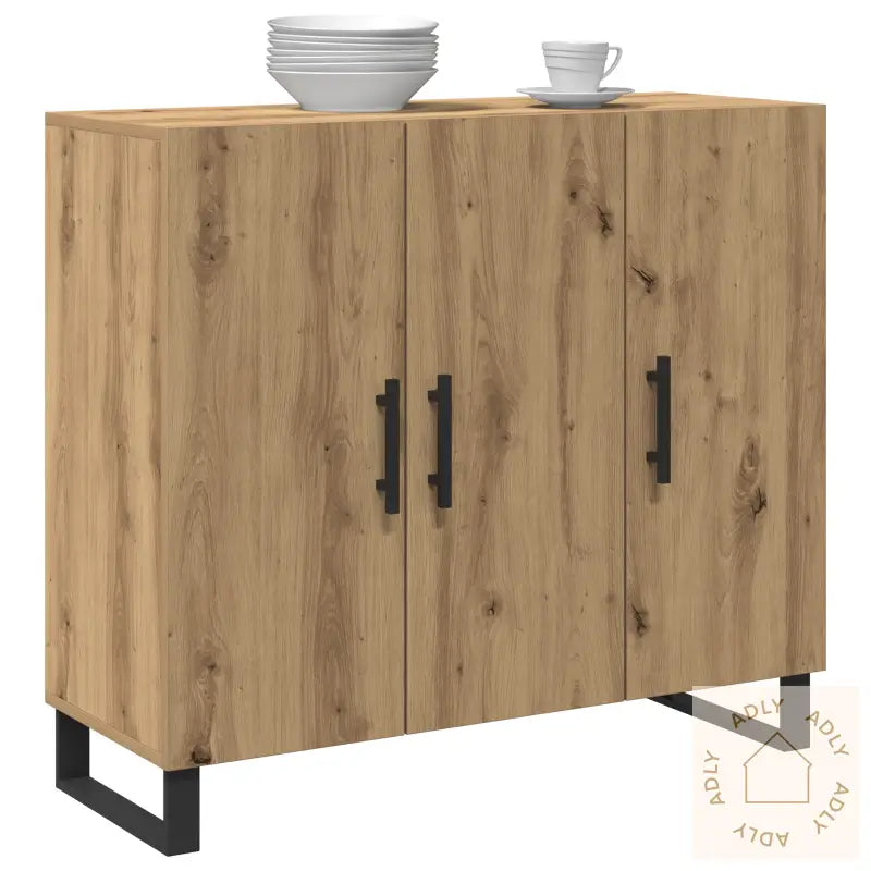 Sideboard Med 3 Dører Artisan Eik 90X34X80 Cm Konstruert Tre
