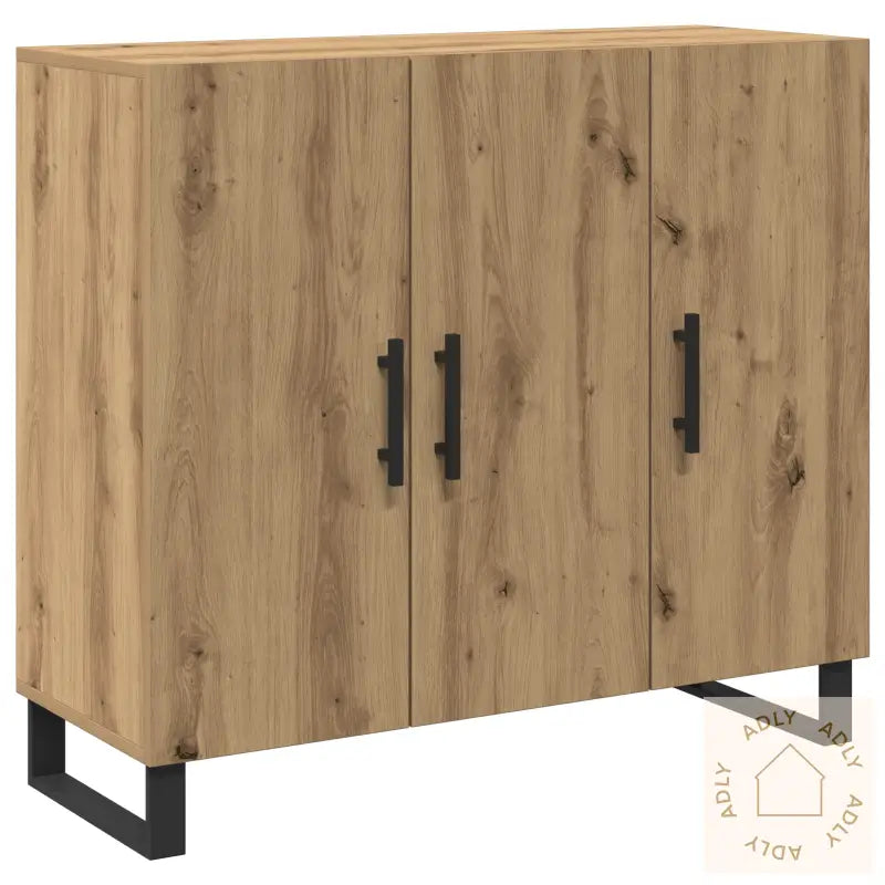 Sideboard Med 3 Dører Artisan Eik 90X34X80 Cm Konstruert Tre
