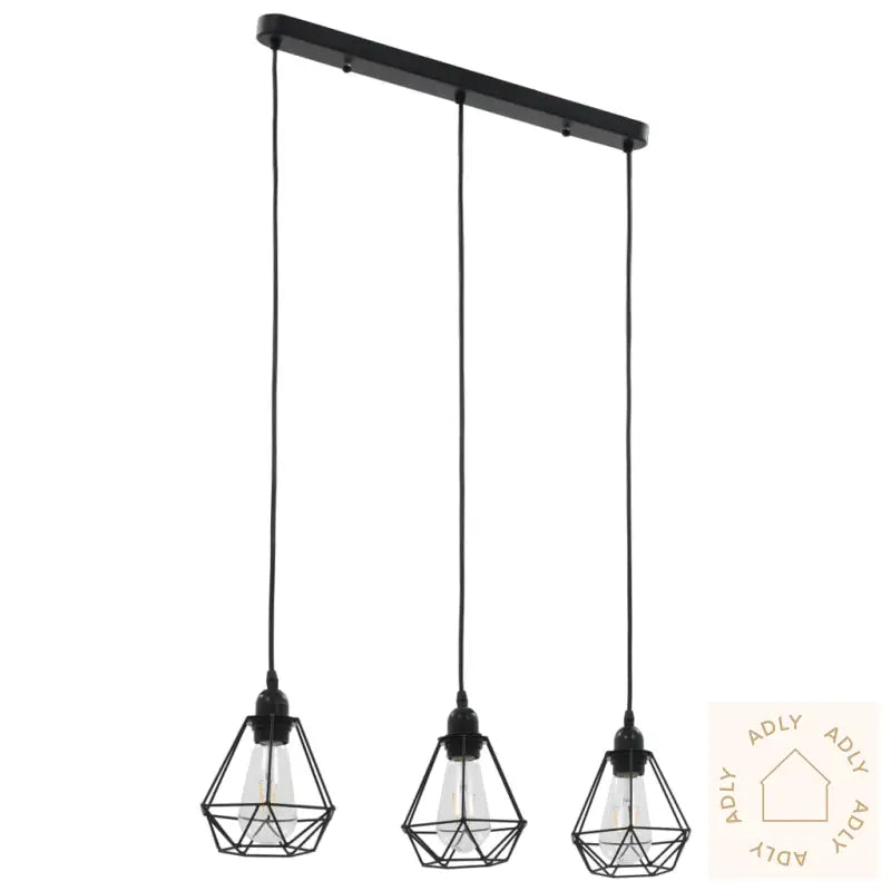 Taklampe Med Diamant-Design Svart 3 X E27 Lyspærer