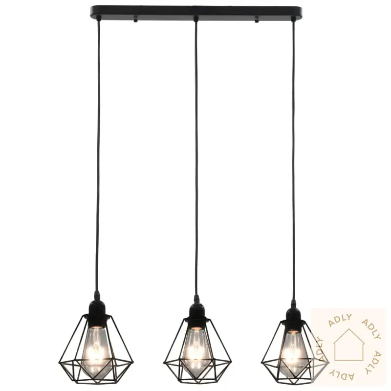 Taklampe Med Diamant-Design Svart 3 X E27 Lyspærer