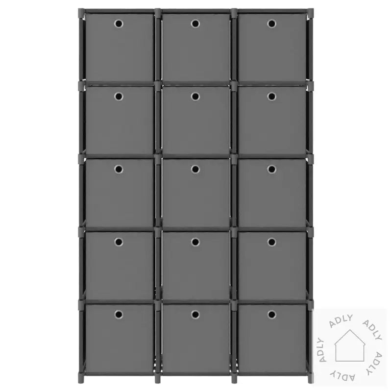 Displayhylle Med 15 Kuber Og Bokser Grå 103X30X175,5 Cm Stoff