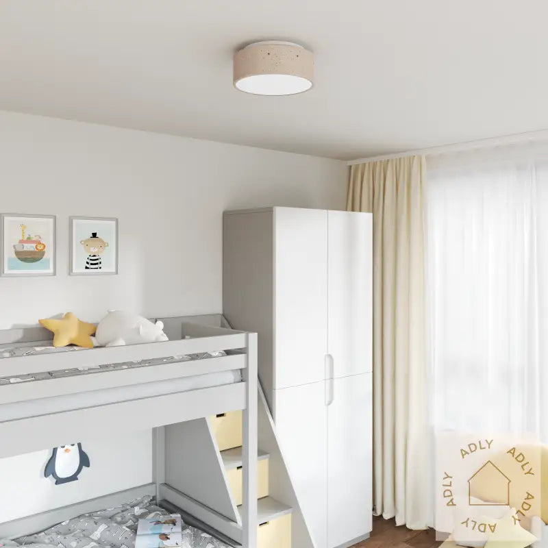 Taklampe Med Stjernespeilet Lampeholder Taupe Ø 30 Cm Stoff E27