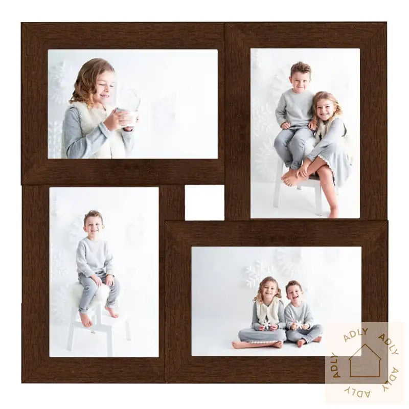 Fotorammekollasj For 4X(13X18 Cm) Bilde Mørkebrun Mdf