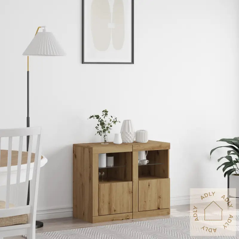 Sidekabinetter Med Led-Lamper 2 Stk Artisan Eik 41X37X67 Cm