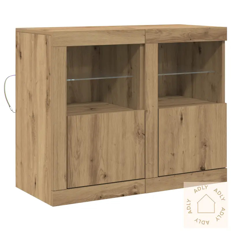 Sidekabinetter Med Led-Lamper 2 Stk Artisan Eik 41X37X67 Cm