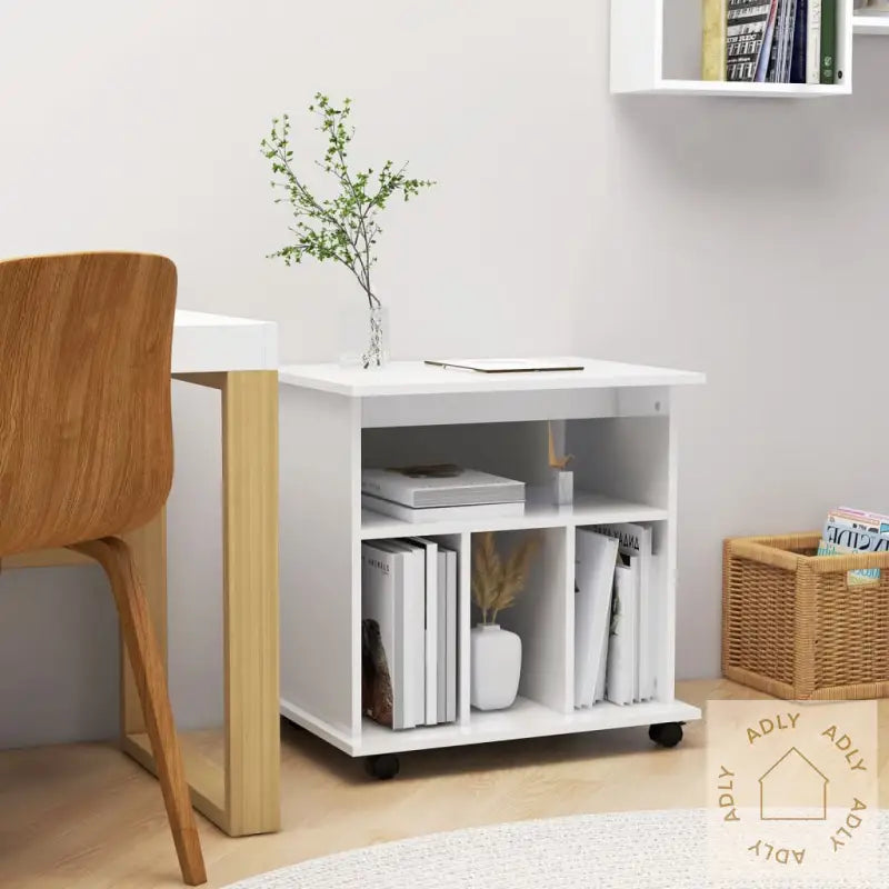 Rulleskap Høyglans Hvit 60X45X60 Cm Konstruert Tre