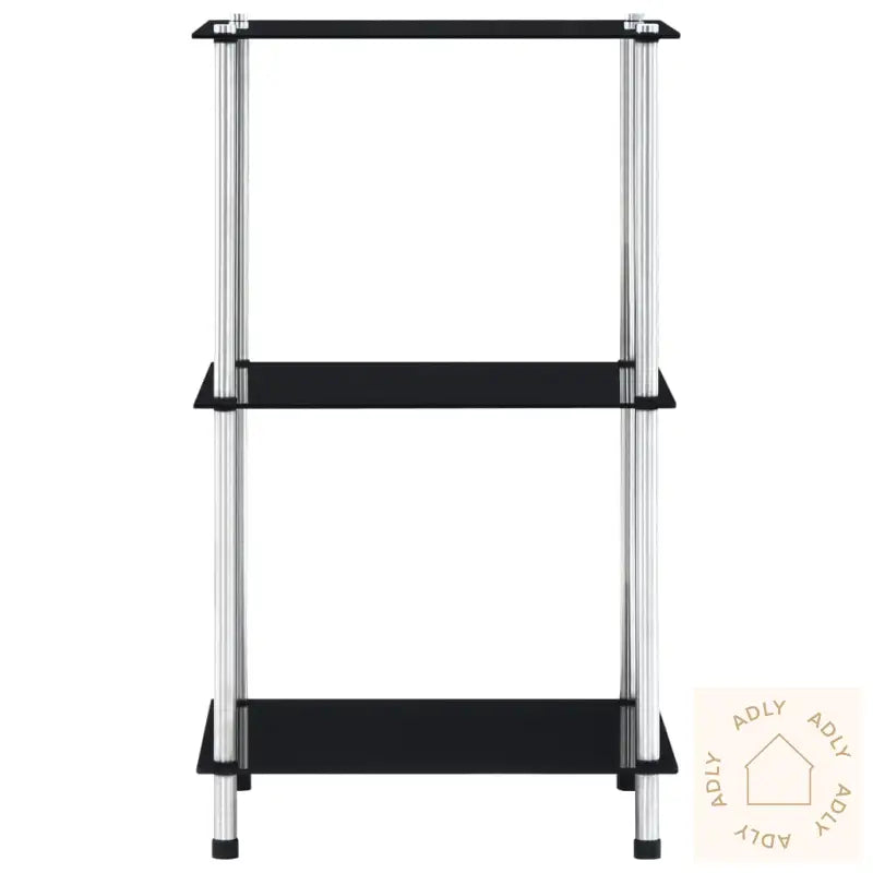 Hylle 3 Etasjer Svart 40X40X67 Cm Herdet Glass